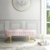 Safina Velvet Hallway Bench in Baby Pink with Gold Legs