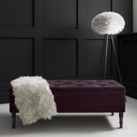 GRADE A1 - Safina Ottoman Storage Bench in Aubergine Velvet with Button Detail GRADE A1 - Safina Ottoman Storage Bench in Aubergine Velvet with Button Detail