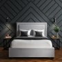 GRADE A1 - Safina Studded Velvet King Size Ottoman Bed in Silver Grey