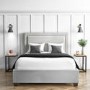 Safina Light Grey Velvet King Size Ottoman Bed with Studded Headboard