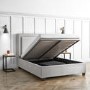 Safina Light Grey Velvet King Size Ottoman Bed with Studded Headboard