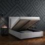 GRADE A1 - Safina Studded Velvet King Size Ottoman Bed in Silver Grey
