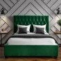 GRADE A1 - Safina King Size Ottoman Bed in Dark Green with Quilted Button Headboard