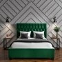 GRADE A1 - Safina King Size Ottoman Bed in Dark Green with Quilted Button Headboard