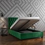 GRADE A1 - Safina King Size Ottoman Bed in Dark Green with Quilted Button Headboard