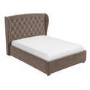 GRADE A2 - Mink Brown Velvet Double Ottoman Bed with Winged Headboard - Safina