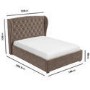 GRADE A2 - Mink Brown Velvet Double Ottoman Bed with Winged Headboard - Safina