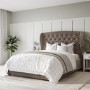 Mink Brown Velvet King Size Ottoman Bed with Winged Headboard - Safina