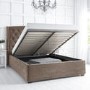 GRADE A2 - Mink Brown Velvet King Size Ottoman Bed with Winged Headboard - Safina