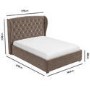 GRADE A2 - Mink Brown Velvet King Size Ottoman Bed with Winged Headboard - Safina