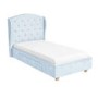 Safina Wing Back Single Bed in Baby Blue Velvet with Underbed Drawer