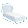 Safina Wing Back Single Bed in Baby Blue Velvet with Underbed Drawer