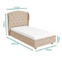 Safina Beige Velvet Single Bed with Drawer and Winged Headboard