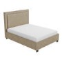 GRADE A1 - Safina Studded Velvet Double Ottoman Bed in Light Beige