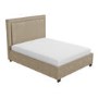 Safina Beige Velvet King Size Ottoman Bed with Studded Headboard