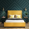 GRADE A1 - Safina Studded Velvet Double Ottoman Bed in Yellow