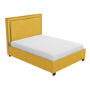 Yellow Velvet Double Ottoman Bed with Studded Headboard - Safina