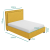 Yellow Velvet King Size Ottoman Bed with Studded Headboard - Safina
