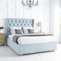 Light Blue Velvet Double Ottoman Bed with Winged Headboard - Safina