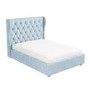 Light Blue Velvet Double Ottoman Bed with Winged Headboard - Safina