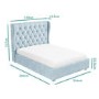 Light Blue Velvet Double Ottoman Bed with Winged Headboard - Safina