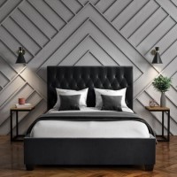 GRADE A2 - Safina Small Double Ottoman Bed in Dark Grey with Quilted Button Headboard
