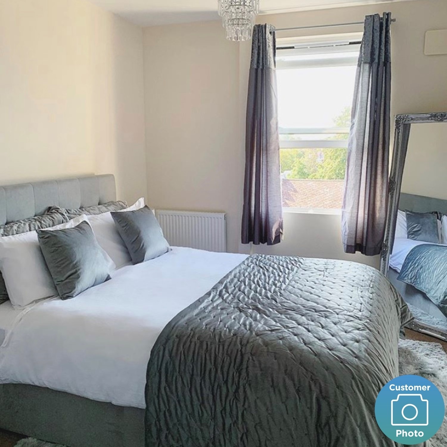 GRADE A1 Safina Small Double Ottoman Bed in Silver Grey with Quilted