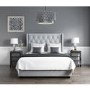 GRADE A1 - Safina Buttoned Wing Back Small Double Ottoman Bed in Grey Velvet