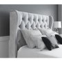 GRADE A1 - Safina Buttoned Wing Back Small Double Ottoman Bed in Grey Velvet