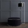 GRADE A1 - Large Black Velvet Pouffe with Studded Detail - Safina