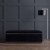 GRADE A1 - Safina Black Velvet Large Studded Storage Blanket Box