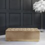 Beige Velvet Ottoman Storage Blanket Box with Gold Plinth - Safina