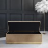 Beige Velvet Ottoman Storage Blanket Box with Gold Plinth - Safina
