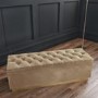 GRADE A2 - Safina Velvet Storage Blanket Box in Light Beige with Button Detail