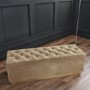 Beige Velvet Ottoman Storage Blanket Box with Gold Plinth - Safina