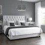 GRADE A1 - Safina Light Grey Velvet Super King Ottoman Bed with Winged Chesterfield Headboard
