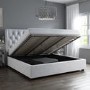 GRADE A1 - Safina Light Grey Velvet Super King Ottoman Bed with Winged Chesterfield Headboard