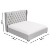 Grey Velvet Super King Ottoman Bed with Winged Studded Headboard - Safina