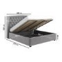 Grey Velvet Super King Ottoman Bed with Winged Chesterfield Headboard - Safina