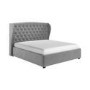 Grey Velvet Super King Ottoman Bed with Winged Chesterfield Headboard - Safina