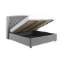 Grey Velvet Super King Ottoman Bed with Winged Chesterfield Headboard - Safina