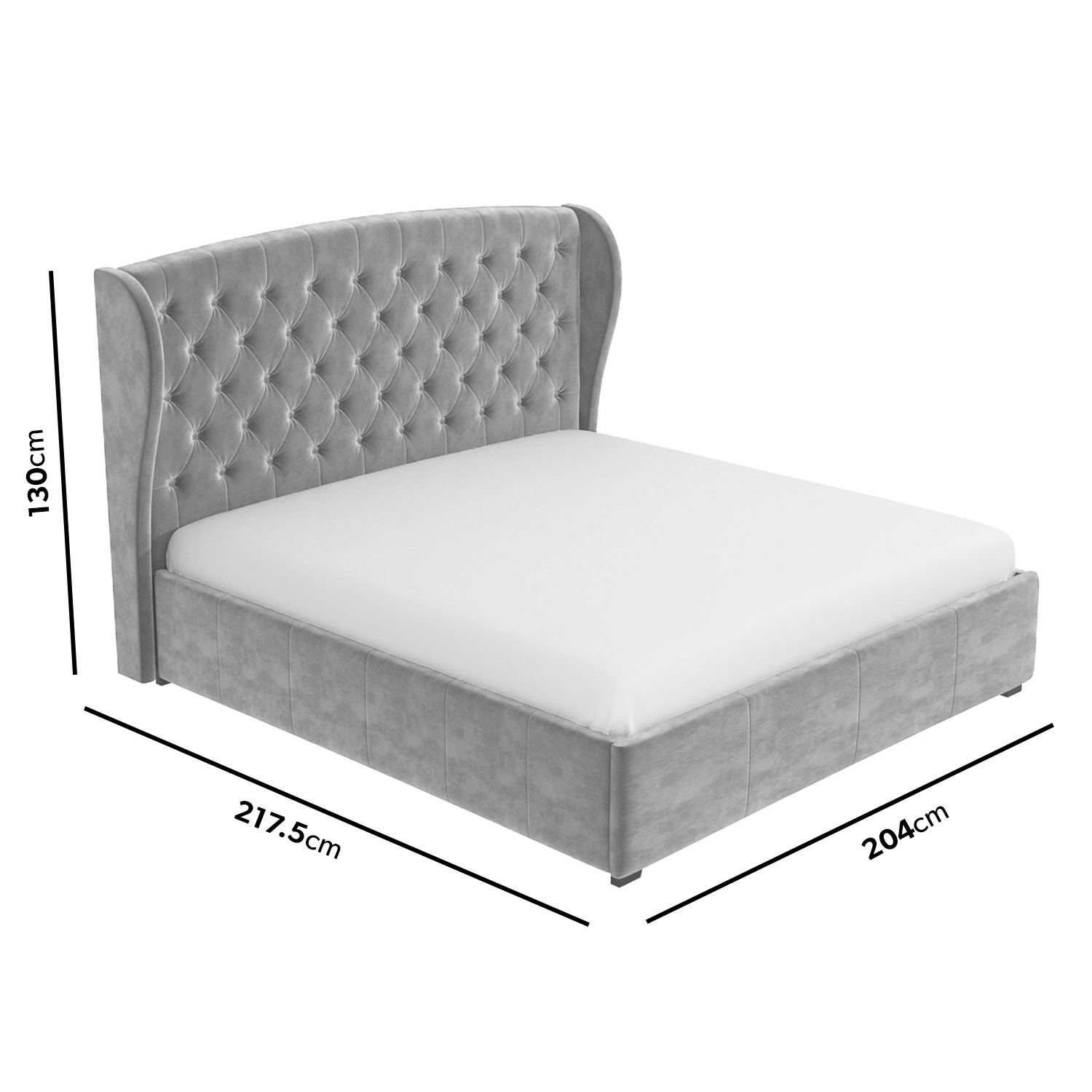 Safina Dark Grey Velvet Super King Ottoman Bed with Winged Headboard ...