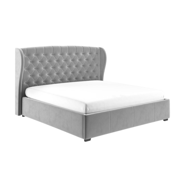 ONLY OPENED - Safina Super King Size Wing Back Ottoman Bed in Grey Velvet