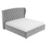 GRADE A1 - Safina Super King Size Wing Back Ottoman Bed in Grey Velvet