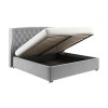 Grey Velvet Super King Ottoman Bed with Winged Headboard - Safina