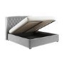 Grey Velvet Super King Ottoman Bed with Winged Headboard - Safina