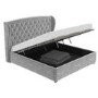 GRADE A1 - Safina Super King Size Wing Back Ottoman Bed in Grey Velvet