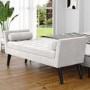 Light Grey Velvet End-of-Bed Bench with Bolster Cushions - Safina