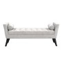 Light Grey Velvet End-of-Bed Bench with Bolster Cushions - Safina