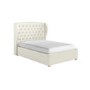 Cream Double Ottoman Bed with Winged Chesterfield Headboard - Safina